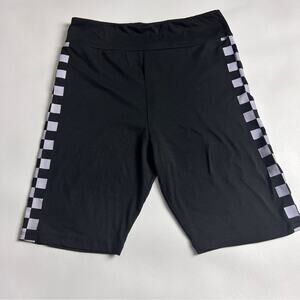 Rue 21 Women's Sporty Athletic  Biker Shorts With Checkered  Side Detail Sz M